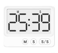 HomeVortex Minuterie, avec grand écran LCD, dos magnétique, compte à rebours silencieux et fonctions de comptage pour la cuisine, la pâtisserie, contrôle à un bouton, noir (Y8301 blanc)