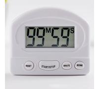 HomeVortex Minuteur avec grand écran LCD, compte à rebours pour la cuisson, réveil électronique simple à 4 boutons, blanc, fonctionne avec piles (blanc)