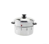 HomeVortex Minuteur mécanique de cuisine, appareil de compte à rebours manuel pour la cuisson, le bureau, le bureau, réveil compact en plastique argenté, 80 x 66 x 61 mm
