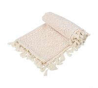HomeVortex Nappe rectangulaire résistante à l'eau en faux lin avec bordure à pompons pour intérieur et extérieur (150 x 180 cm)