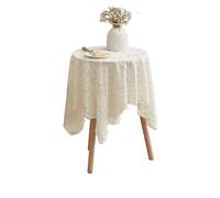 HomeVortex Nappe rustique en dentelle avec fleurs sauvages et tournesol, nappe décorative pour table de salle à manger pour la maison, la cuisine, pour un entretien facile, 60 x 60 cm (blanc-60 x 60