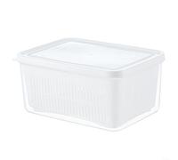 HomeVortex Panier à linge à légumes double couche, avec couvercle, récipient de rangement rectangulaire de grande capacité, pour évier de cuisine, égouttoir en plastique PP, pour fruits (blanc 3)