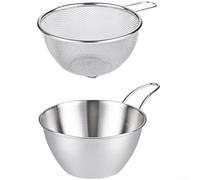 HomeVortex Panier de vidange double couche en acier inoxydable 304, argenté | Passoire amovible et bol mélangeur pour laver les fruits et légumes, passoire à farine et huile