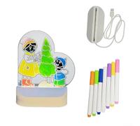 HomeVortex Planche à dessin en acrylique pour enfants, avec veilleuse chaude, bloc d'art créatif alimenté par USB, avec 7 stylos, formes verticales en forme de cœur rond, décoration de Noël, pour (en