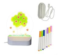 HomeVortex Planche à dessin en acrylique pour enfants, avec veilleuse chaude, bloc d'art créatif alimenté par USB, avec 7 stylos, formes verticales en forme de cœur rond, décoration de Noël, pour