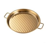 HomeVortex Plaque de grill en acier inoxydable doré, avec double oreilles, poêle à barbecue, pour steak, collations, pizza, pour servir un plateau, pour manger et griller, 17,8 cm