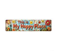 HomeVortex Plaque en métal florale vintage « This Is My Place » - Décoration murale géométrique rétro à suspendre pour la maison, le bureau, l'extérieur - 30 x 10 cm (A)