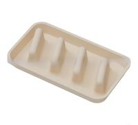 HomeVortex Plateau à tacos en silicone, avec sections divisées, pour tortillas, support antidérapant, pour cuisine, salle à manger, pour un nettoyage facile, support flexible, 28,6 x 16,5 cm (crème)