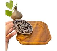 HomeVortex Plateau à thé fait à la main en bois de noyer, avec motif dentelle, support de théière de style chinois, pour cérémonie du thé Kung Fu, support de théière marron naturel, 15 x 15 x 3 cm