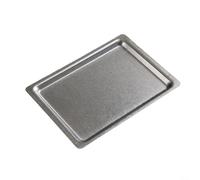 HomeVortex Plateau de service rectangulaire en acier inoxydable avec large bord, finition dorée et argentée, base antidérapante pour maison, restaurant, apéritif, dessert, boisson, 30 x 22 cm (argent)