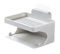HomeVortex Porte-savon mural double couche auto-drainant en matériau ABS anti-goutte pour décoration de salle de bain, rose (gris)
