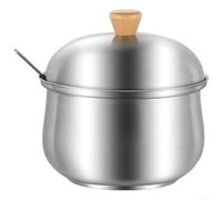 HomeVortex Pot à épices en acier inoxydable 316L avec couvercle en bois, récipient d'assaisonnement antirouille pour le rangement de la cuisine, pot à condiments facile à nettoyer pour huile, sel