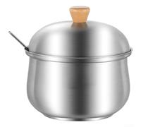 HomeVortex Pot à épices en acier inoxydable 316L avec poignée en bois, hermétique, pour sel, sucre, chili, résistant à la rouille et facile à nettoyer, argenté (800 ml)