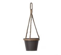 HomeVortex Pot de fleurs à suspendre en corde de chanvre tressé à la main, panier rustique naturel, pour balcon, jardin, décoration intérieure, cadre en fer, support pour herbes succulentes, gris