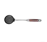 HomeVortex Spatule en silicone avec manche en bois et acier inoxydable 304, pour ustensiles de cuisine, wok, noir, 41,4 cm (louche)