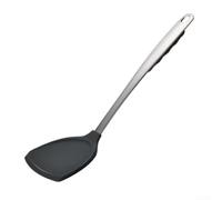 HomeVortex Spatule en silicone en acier inoxydable, outil de cuisine non résistant à la chaleur avec poignée étendue pour retourner les crêpes, remuer les sauces, plaques de cuisson, 35 cm, noir