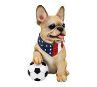 HomeVortex Statue de chien solaire en résine 23 cm Lampe d'extérieur (chien | Thème de football réaliste, capteur crépusculaire automatique, autonomie de 6 heures, texture détaillée en résine