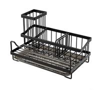 HomeVortex Support de vidange d'évier de cuisine, porte-éponge avec distributeur de savon et brosse pour caddy, support de rangement en fer à 4 compartiments pour détergent éponge, bouchon d'évier