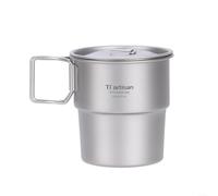 HomeVortex Tasse à café TA1 de 300 ml avec couvercle, empilable, pour camping, randonnée, randonnée, voyage, thé, bière, avec sac de rangement (avec couvercle)