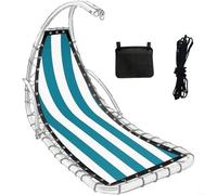 HomeVortex Tissu Teslin de rechange pour balancelle suspendue, 64 x 197 x 23 cm, avec corde d'installation pour meubles de jardin et de terrasse (rayures paon)