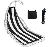 HomeVortex Tissu Teslin de rechange pour balancelle suspendue, 64 x 197 x 23 cm, base de rechange avec corde d'installation pour meubles de jardin et de terrasse (noir rayé)