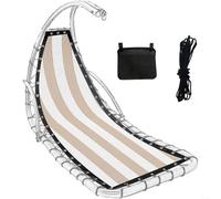 HomeVortex Tissu Teslin de rechange pour balancelle suspendue, 64 x 197 x 23 cm, base de rechange avec corde d'installation pour meubles de jardin et de terrasse (rayures brunes)
