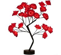 HomeVortex Veilleuse romantique LED en forme de fleur alimentée par USB - Lampe de chevet à changement de couleur pour chambre d'enfant et fête (rouge)