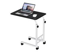 homewell Bureau Table,Table d'Appoint à roulettes, Bureau Debout Mobile,Table de Lit Médicalisé,pour Ordinateur Portable avec Porte-gobelet,Structure Métal Design Moderne (Noir)