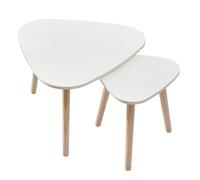 homewell Lot de 2 Table Gigognes Triangulaire pour Salon, 2 Table d'appoint Design, Table Basse Bois Scandinave, Table Basse Bureau