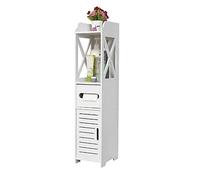 homewell Meuble de Salle de Bain, Armoire d’Angle avec Porte et Étagères, Organisateur de Rangement, Meuble Étroit pour Papier Toilette, Étagères Réglables (20 * 15 * 80cm, La Tour de Fer de Paris)