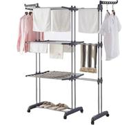 Homewell - Tour à linge - Séchoir à linge extensible - Séchoir à linge - Porte-manteau extensible - Pliable - Tour à linge avec roulettes - Séchoir à linge sur pied - Tours à linge - Porte-manteau