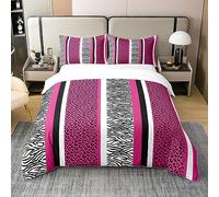 Homewish Coton Fille Rose Cheetah Imprimé Housse de Couette 200x200 Femmes Léopard Literie Set Noir et Blanc Zèbre Housse de Confort Animaux Sauvages Animaux Sauvages Décor de Chambre À Coucher