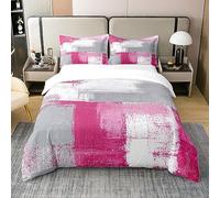 Homewish Coton, Housse de Couette 240x260 Abstrait Grunge pour Ados, Ensemble de Literie Aquarelle Rose, Parure de Lit Encre Fluide Graffiti Hippie, Housse Couette Art Moderne, 3 Pièces