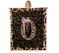 Homewish Couverture 100x130cm Enfant imprimé guépard Plaid Canape imprimé léopard Mode Couverture Polaire Lettre nœud coquet Rose Jetés de Lit Animal Jungle Simulé