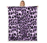 Homewish Couverture 150x200cm Enfant Guépard Plaid Canape Imprimé Léopard Violet Couverture Polaire Géométrique Camouflage Animal Africain Jetés de Lit Faune de Ferme