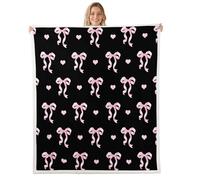 Homewish Couverture 75x100cm Enfant Nœud Papillon Noir Plaid Canape Jolie Bows Rose Couverture Polaire Bows Ruban Coquets Jetés de Lit Nœud Papillon Cœur Aquarelle Mignon