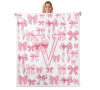 Homewish Couverture Canapé 130x150cm Nœud Blanc et Rose