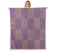 Homewish Couverture Canapé 75x100cm Imprimé Zèbre | Couverture Polaire Doux Violettete Grilles Jetés de Lit Peau Animaux Ferme pour Chambre à Coucher