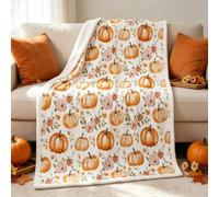 Homewish Couverture Enfant Citrouille, Plaid Canape 75x100cm Adulte Automne Action de Grâce Récolte, Couverture Polaire Rustique À La Ferme, Jetés de Lit Fleurs Fleurissent
