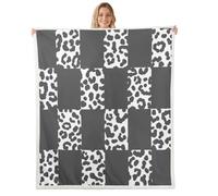 Homewish Couverture Polaire 100x130cm Imprimé Léopard | Polaire Canapé Lit Gris Grilles Patchwork Jetés de Lit Doux Guépard Afriquein pour Chambre Voyage