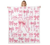 Homewish Couverture Polaire 100x130cm Nœud Blanc et Rose