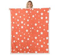 Homewish Couverture Polaire 150x200cm Orange Blanc Étoile | Polaire Canapé Lit Adorable Étoile Imprimé Jetés de Lit Doux Simple Esthétique Géométrique pour Salon Bureau