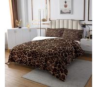 Homewish Couvre-Lit Imprimé Léopard 2 Personnes 260x240 cm - Jetés de Lit Guépard pour Enfant Adulte - Dessus de Lit Géométrique - Couvre-Lit Matelassé Animaux Sauvages - Couette Marron