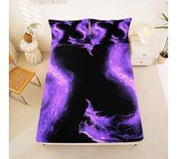 Homewish Drap Housse 135x200 Enfant Feu Drap-Housse Dragon Drap de Lit Faune Magique 3D Étoiles Feu Housse de Matelas Écailles de Dragon Violet avec 2 Taies d'oreiller 51x75cm