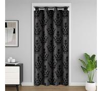 Homewish Élégant Jacquard Brocart Rideau Porte Entrée 106x203 Noir Gris Fleurs Rideau de Porte Antique Art Rideau Occultant Vintage Esthétique Armoire Rideaux Chambre Porte de Placard