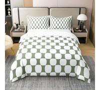 Homewish Housse de Couette 200x200 Coton Vert Damier Buffalo | Parure de Lit Enfant Art Abstrait Sets de Housses de Couettes Géométrique Modernee Couvre Lit