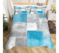 Homewish Housse de Couette 220x240 Gris Bleu Peinture À l'huile pour Garçons Filles, Parure de Lit Esthétique Vintage, Sets de Housses de Couettes Art Moderne Contemporain, Couvre Lit Abstrait