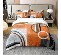 Homewish Housse de Couette en Coton Orange Brûlé, Ensemble de Literie Géométrique Noir et Gris, Parure de Lit 220x240 Aquarelle et Peinture À l'huile, Couvre Lit Contemporaine Minimaliste, Doux