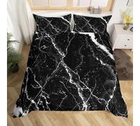 Homewish Housse de Couette Marbre Noir Blanc, Parure de Lit 220x240 Adulte À Motifs D'Aquarelle pour Enfant Ado Femme, Sets de Housses de Couettes Paillettes d'or, Couvre Lit Motif de Pierre