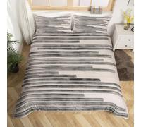 Homewish Housse de Couette Rayé Moderne,Parure de Lit Enfant 240 x 260 Crème Noire,Sets de Housses de Couettes Adultes Adolescents Femmes Art Contemporain,Couvre Lit Boho Géométrique